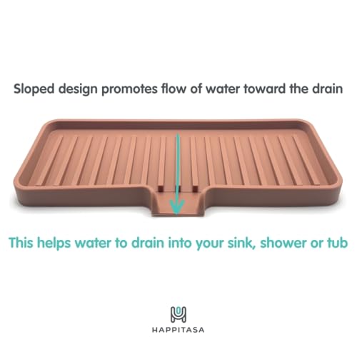 Silicone Soap Dish Tray and Sponge Holder with Drain Chute, Rectangular, Kitchen and Bathroom Sink Organizer (Mocha, 9"x3.5") - color: Mocha, size: (MD) 9"x3.5"