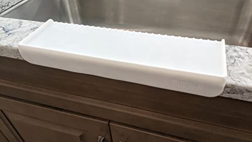 SiliProducts SiliSink Silicone Sink Edge Guard for Kitchen Sink - Fits 3.75” - 4” Wide - The Original Silicone Edge Protector with Sponge Caddy, 14” White - color: White, size: 4in x 14in