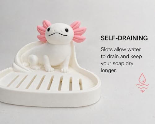 Axolotl Self Draining Soap Dish Cute Decorative Bathroom Soap Holder