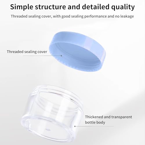 12 Pcs 15ml/0.5oz Small Travel Containers, 4 Pcs Makeup Spatula, Clear Plastic Cosmetic Jar Refillable Roun for Lotion Cream Products Sample Bottles, Plastic with Screw on Lid Container (blue) - color: blue