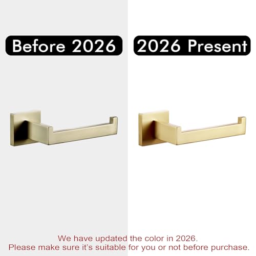 KOKOSIRI Gold Toilet Paper Holder Toilet Roll Holder for Bathroom Kitchen Washroom T-304 Stainless Steel Wall Mounted, 2 Pack, B2003BG-P2 - color: Brushed Gold, size: Without Shelf(2 Pack)