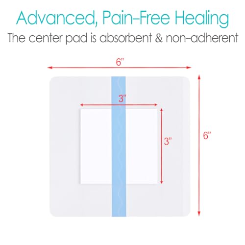 Large Incision Bandage with Center Pad 6"x6" Waterproof Bandages Wound Cover for Showering, Shower Shield Protector Water Resistant Barrier Patches Post Surgical Pacemaker Pack of 10 - size: 6"x6" (Pack of 10)