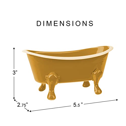 Rustic Enamel 1 Piece 5.5" Metal Clawfoot Mini Bathtub Soap Dish Mini Bath Tub Decoration Clawfoot Tub Soap Caddy Collection (Mustard) - color: Mustard