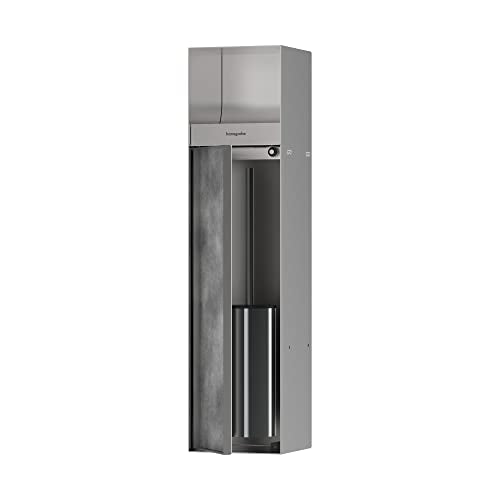 hansgrohe XtraStoris Rock Recessed Toilet Brush Holder with Toilet Paper Holder & Tileable Door in Brushed Stainless Steel, 56062800 - color: Brushed Stainless Steel
