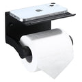 Toilet Paper Holder with Phone Shelf, Self Adhesive Aluminum Tissue Roll Dispenser for Mega Roll, Wall Mounted Toilet Paper Roll Holder for Bathroom, Matte Black - color: Matte Black