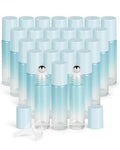 Worldgsb 25 Pack Essential Oil Roller Bottles, 10ml Refillable Glass Roller Bottles with Stainless Steel Roller Balls and Caps for Travel, Perfume and Lip Gloss Blue Gradient - color: Blue-Gradient, style: 25 Pack