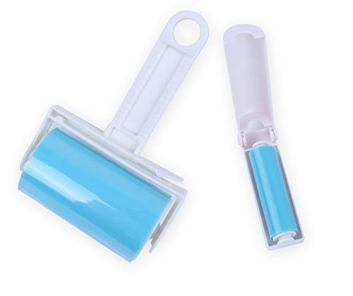 Reusable Lint Roller for Pet Hair – Washable Sticky Picker Set, 2-in-1 Portable & Standard Roller, Eco-Friendly No Refills, Removes Dog & Cat Fur from Clothes, Couch, Car (Blue) | Washable Sticky Picker Set for Pet Hair, Portable, Standard Roller, Eco-Fri
