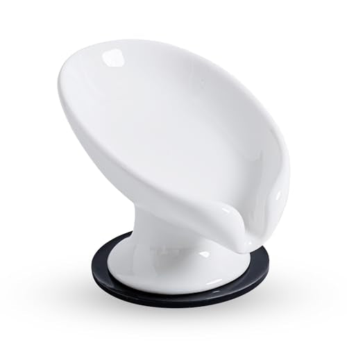 Agyiuns Soap Dish, Soap Holder Self Draining Leaf Shape Soap Dishes，White Ceramic Draining Soap Tray for Shower, Bathroom Sink, Kitchen (Small Size-White, 1) - color: Small Size-white