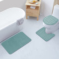 All American Collection 3PC Memory Foam Bath Mats Soft Plush Stripe Design Anti-Slip Shower Bathroom Contour Toilet Lid Cover Rugs (Stripe Dusty Blue) - color: Stripe Dusty Blue