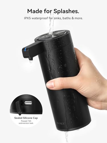 SUNLY Touchless Automatic Soap Dispenser – Clog-Free Pump, 0.2s Fast Sensor, USB-C Rechargeable, Smudge-Resistant Stainless Steel, for Kitchen & Bathroom Soap Dispenser, Black - color: Black