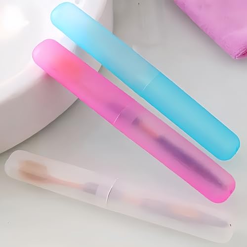8 Pack Travel Toothbrush Case, Portable Toothbrush Travel Case with Ventilation Hole for Business Trip, Camping, Home(Blue,Pink,Green,White) - color: Blue,Pink,Green,White