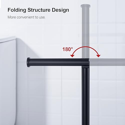 BAGNOLUX Bathroom Toilet Paper Holder Stand with Reserve, SUS304 Stainless Steel Rustproof Pedestal Tissue Roll Holder Heavy Duty (Matte Black) - color: Matte Black