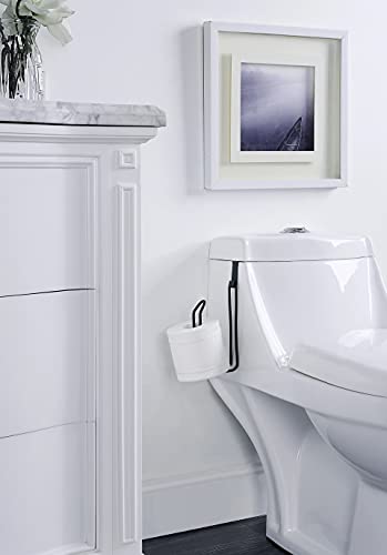 SunnyPoint Over The Tank Toilet Tissue Paper Roll Holder Dispenser and Reserve for Bathroom Storage and Organization - Metal, Hanging, Holds 1 Roll (Black) - color: Black