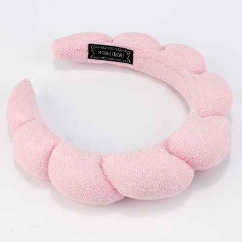 Chanaco Spa Headband and Wrist Bands for Women, Skincare HairBands Wrist Towels, Face Wash Hair Wraps Non Slip, Thick Facial Accessories for Makeup, Bath Shower Teen Girl Gifts Trendy Stuff - color: Black,Pink
