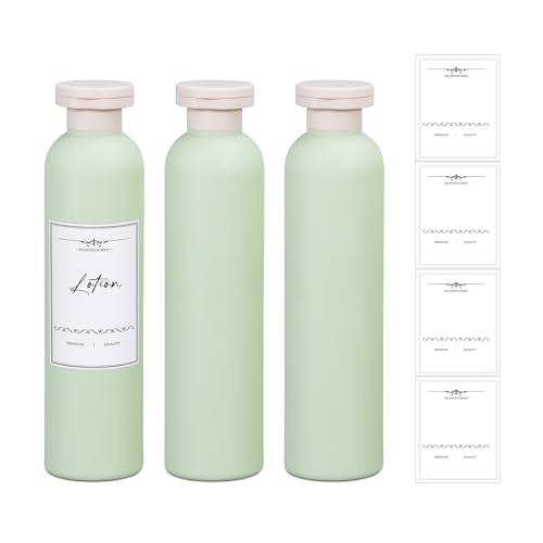 8.8oz Travel Essentials Shampoo Bottles for Toiletries,Empty Plastic Squeeze Bottles with Flip Cap for Tavel Size Shampoo and Conditioner (3 pack, green) - color: Green, size: 8.8 oz