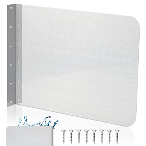 Amylove 20 x 12 Inch Stainless Steel Splash Guard Stainless Steel Wall Mount Guard with Screws for Bathroom Sink Side Sink Splash Prep Sinks Protector for Commercial Kitchen Restaurant - size: 20 x 12 Inch