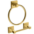 Ruacq Brushed Gold Toilet Paper Holder Towel Ring Bathroom Accessories Hardware Set Double Post Pivoting Toilet Roll Holder Square Stainless Steel and Zinc Alloy Modern Wall Mounted 2 Pieces - color: Brushed Gold, size: 2pcs