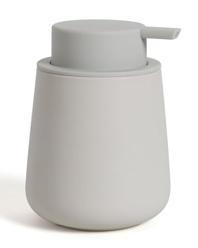 Bosilunlife Soap Dispenser Bathroom - Grey Ceramic Soap Dispenser Lotion Hand Pump Dish Soap Bottle for Kitchen 12oz Refillable Liquid Hand Wash Dispenser for Bathroom - color: Matte Light Grey