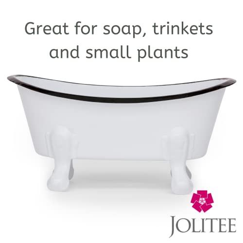 Rustic Enamel 1 Piece 5.5" Metal Clawfoot Mini Bathtub Soap Dish Mini Bath Tub Decoration Clawfoot Tub Soap Caddy White - color: White
