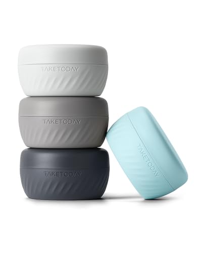 TakeToday Travel Containers for Toiletries, 2oz, 4 Pack, Apricot | Air Travel Leak-Proof, TSA Approved, Silicone Jars with Lid, for Cosmetics & Toiletries - color: Grey