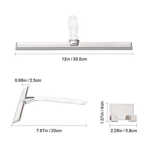 Ettori Shower Squeegee for Glass Door, Squeegee for Shower Glass Door, Bathroom, Window and Car Glass, 12 Inches with Clear Acrylic Handle - color: Clear