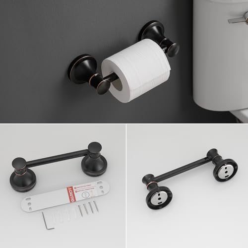 RUMOSE Toilet Paper Holder and Hand Towel Ring Oil Rubbed Bronze Wall Mount Bathroom Hardware Accessories 2 PCS Set Flexible Pivoting Toilet Tissue Roll Holder and Towel Hanger, Stainless Steel - color: Oil Rubbed Bronze