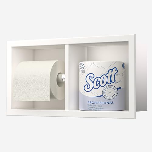 Neodrain White Dual Roll Recessed Toilet Paper Holder,for Standard/Mega Roll - color: White