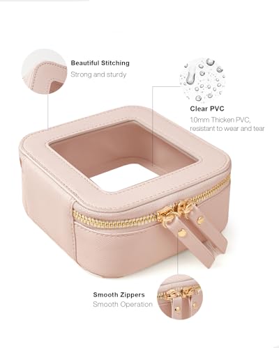 Travel Clear Makeup Bag Set, TSA Approved Cosmetic Bag Case with Zipper Portable Makeup Pouch Toiletry Bag Traveling Cosmetic Organizer Storage Bag Car Organizer Car Essentials - color: N-Beige