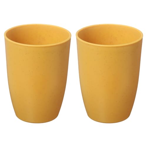 uxcell 2 Pcs Simple Toothbrush Cup, 3 x 3 x 4.1 Inch Bathroom Tumbler Reusable Plastic Cup Set for Storing Toothpaste Toothbrushes Combs Water Beverages, Yellow - color: Yellow