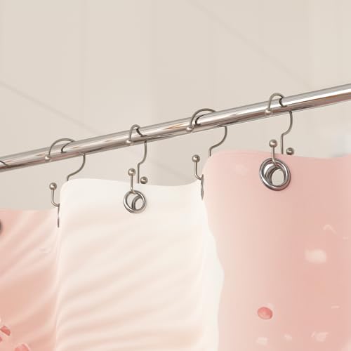 Titanker Shower Curtain Hooks Rings, Rust Resistant Metal Minimalist Simple Double Glide Shower Hooks Rings for Bathroom Shower Rods Curtains, Set of 12 Hooks - Matte Nickel - color: Matte Nickel, style: Minimalist