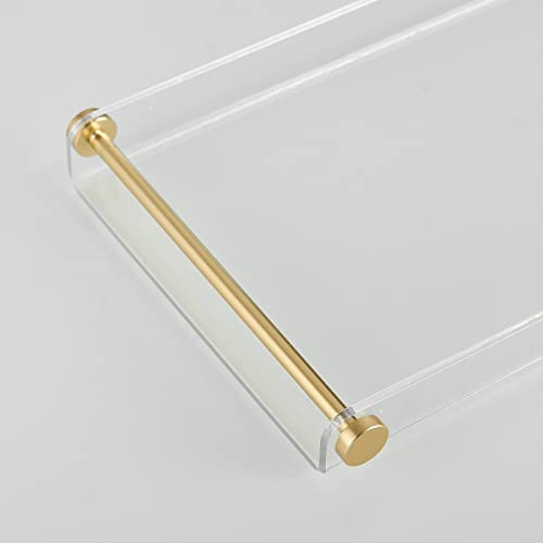 Beelee Clear Acrylic Bathtub Tray, Gold Rail Waterproof Tub Caddy Accessory | Sturdy Transparent Panel, Holds Reading Materials, Cell Phones and Wine Glasses, Ideal Spa Decor and Premium Gift for Women