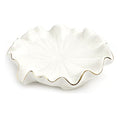 Soap Dish with Drain Ceramic White Lotus Leaf Soap Holder Soap Saver for Bar Soap, Kitchen Sink, and Bathroom Shower - color: White