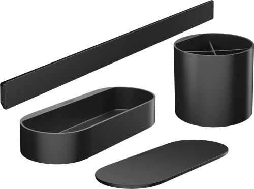 Hansgrohe WallStoris Bathroom Bundle, Accessories and Storage Set, no Drilling, Matt Black, 27968670 - color: Matt Black, style: set / bathroom