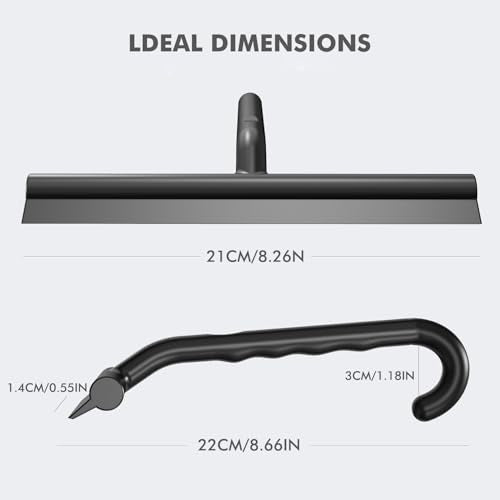 All-in-One Silicone Shower Squeegee with Built-in Large Hook, 145° Ergonomic Handle & Streak-Free Blade for Glass Doors, Bathroom Mirrors, Windows, Tiles & Car Windshields, 8.26 Inch