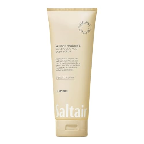 Saltair KP Body Scrub. 5% Glycolic Acid Treatment with Volcanic Sand and Plant Moisturizers. Fragrance-Free Physical Chemical Exfoliator. Exfoliating Body Scrubber for Rough Bumpy Skin, 10oz. - style: 5% Glycolic Acid Strength
