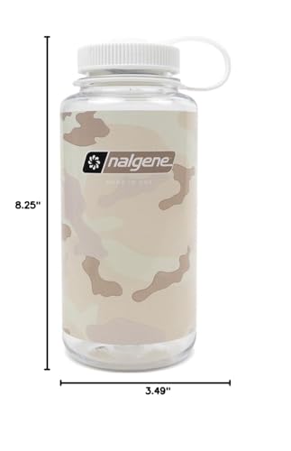 Nalgene 32 oz Wide Mouth Water Bottle | BPA-Free, Durable & Leak Proof, Lightweight Bottle for Hiking & Gym, Work & Travel - color: Camo Clear, size: 32 Ounces