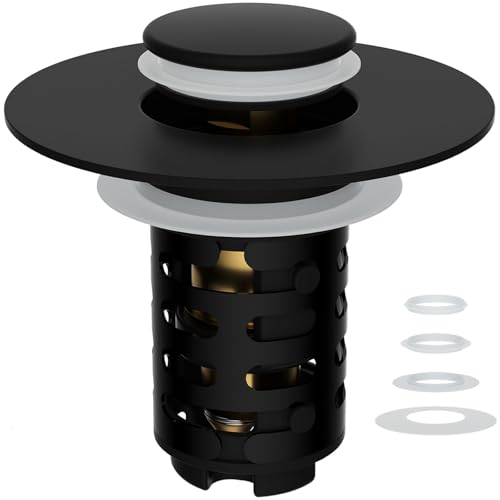 iFealClear Upgraded 4-in-1 Bathroom Sink Drain Strainer, Universal Pop Up Sink Stopper with 2-Layer Detachable Hair Catcher Filter Basket, Drain Stopper Fit 1.1"-2.3" US Basin, Matte Black - color: Matte Black