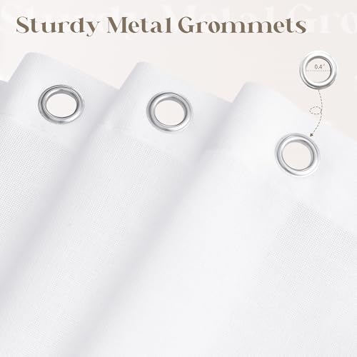White Linen Shower Curtain for Bathroom Water Repellent 72x78 Inches | Extra Long Shower Curtains, Simple Elegant Modern Farmhouse Country, Bath Shower Curtain Set with Hooks, Textured Fabric - color: White, size: 72"W x 78"L (Pack of 1)