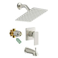 SunCleanse Tub Shower Faucet Set with Pressure Balance Valve, 8-Inch Rain Shower Head and Tub Spout, Single-Handle Shower Trim Kit, Shower Head and Handle Set for Bathroom, Brushed Nickel - color: Brushed Nickel