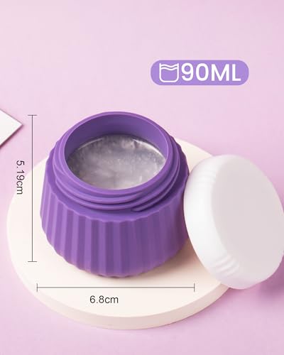 Mrsdry Travel Containers for Toiletries 4 Pack, TSA Approved Travel Size Toiletries, Travel Size Containers, With Clear Bag Leak Proof Silicone Jars, Travel Essentials Creams Jars Carrying Small Items - color: Purple, size: 3 oz