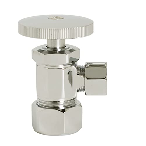 Westbrass Round Handle Angle Stop Shut Off Valve, 1/2" Copper Pipe Inlet with 3/8" Compression Outlet, Polished Nickel, D105-05 - color: Polished Nickel, size: 1 Pack