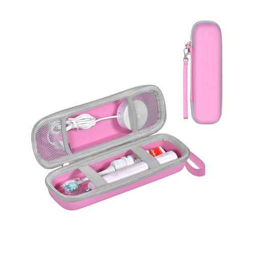 Toothbrush Travel Case for Oral B/Oral-B Pro 1000 1500 5000 7000 7500 6000 9600/ Phlips Sonicare 4100 5100 1100 6100 5300 Electric Toothbrush, Portable Hard Protective Storage Bag (Pink) - color: Pink