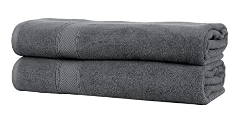 HILLFAIR 600 GSM- 40 x 80 Inches- 100% Cotton 2 Pc XXL Oversized Bath Towel Set- Soft Highly Absorbent Jumbo Bath Sheets Towels Sets- Quick Dry Oversized Bath Towel Sets for Hotel Spa Pool- Platinum - color: Platinum, size: 2 Pc XXl Oversized Towel Set