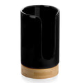 Ceramic Bathroom Cups Dispenser - 3-5 oz Disposable Paper & Plastic Bathroom Cups Holder - Mouthwash Cups Dispenser for Bathroom, Guest Toiletries, Countertop, Coffee - BPA Free (Black) - color: Black