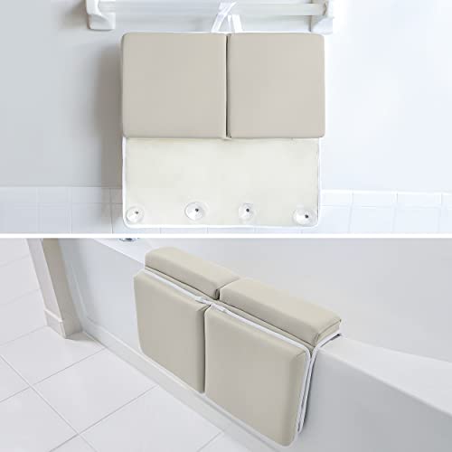 Bath Kneeler with Elbow Rest Pad Set, 1.75 inch Thick Kneeling Pad and Elbow Support for Knee Arm Support, Large Bathtub Kneeling Mat with Toy Organizer for Happy Baby Bathing Time, Beige - color: Beige