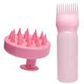 Hair Scalp Massager Shampoo Brush & Root Comb Applicator Bottle Set, Silicone Scalp Scrubber Hair Dye Bottle for Hair Care.