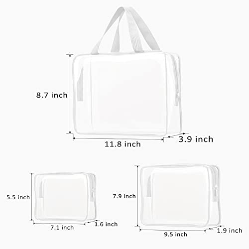 6pcs Clear Cosmetic Bags, TSA Approved Toiletry Bag Set Crystal Clear Travel Beach Essentials Bag Organization PVC, Clear Makeup Bags Luggage Pouch Carry on Airport Airline Compliant Bag Women Men - color: 6pcs White（1 Large, 2 Medium, 3 Small）