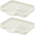 Silicone Soap Dish with Drain, SAISN Kitchen Soap Tray for Shower 2 Pack Self Draining Soap Dish Soft Bathroom Soap Holder for Kitchen Sink Flexible Portable Soap Saver, Beige - color: Beige