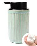 BosilunLife Foam Hand Soap Dispenser - Ceramic Foaming Soap Dispenser for Bathroom 12oz Refillable Liquid Lotion Soap Dispenser with Rust-Proof Foaming Pump for Countertop (Light Green) - color: Light Green Foam Pump