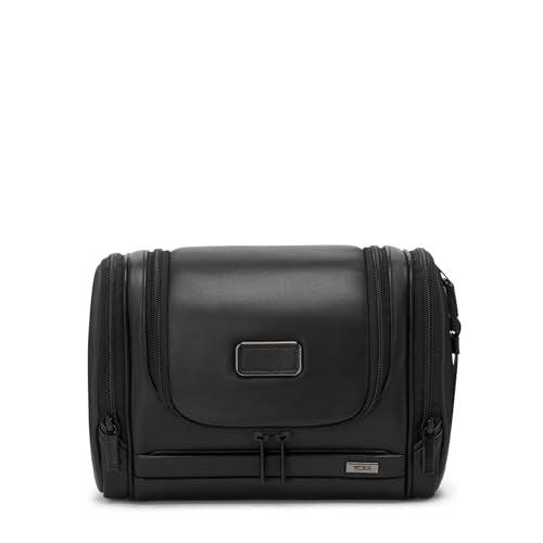 TUMI - Alpha Hanging Travel Kit - Toiletries and Cosmetics Organizer - Travel Essentials Bag with Hooks & Pockets - Black Leather - color: BLACK LEATHER